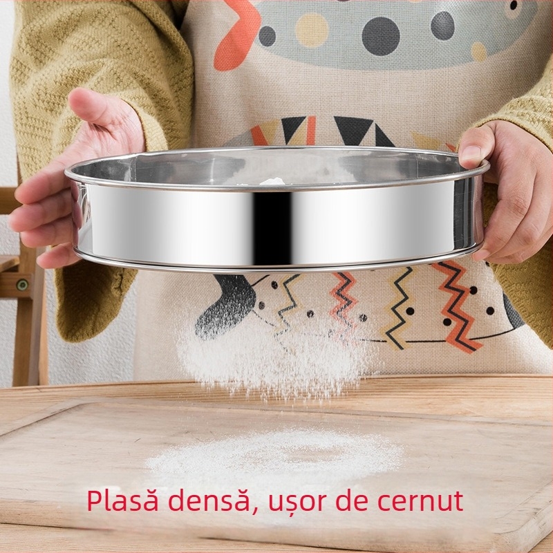 Universal Packaging Sita din oțel inoxidabil pentru făină – plasă fină, mâner, design îngroșat, pentru făină și orez