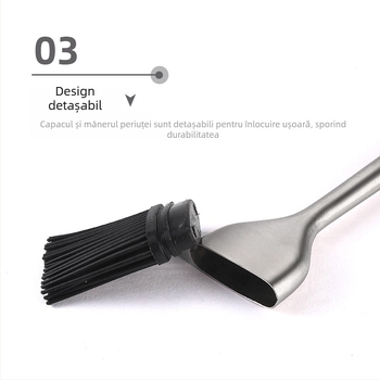 Perie pentru grătar cu mâner gol din oțel inoxidabil 430 și perii din silicon (Material peri: silicon; Material mâner: 430 oțel inoxidabil; Ambalare: 150 buc)