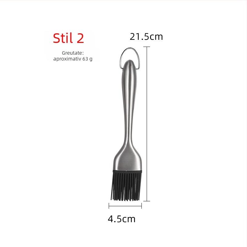 Perie pentru grătar cu mâner gol din oțel inoxidabil 430 și perii din silicon (Material peri: silicon; Material mâner: 430 oțel inoxidabil; Ambalare: 150 buc)