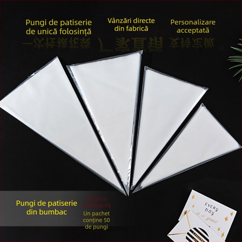 Sacoșă de decorare LDPE transparentă, îngroșată, 6 straturi, triunghiulară