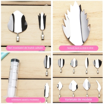 Set de instrumente pentru decorare 3D cu jeleu, seringă, oțel inoxidabil 304, design neregulat, vârfuri pentru flori de jeleu