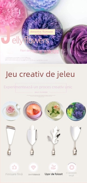 Set de instrumente pentru decorare 3D cu jeleu, seringă, oțel inoxidabil 304, design neregulat, vârfuri pentru flori de jeleu