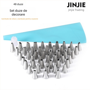 Set de duze pentru decorare, 48 capete din oțel inoxidabil 430, pentru decorarea torturilor și fursecurilor