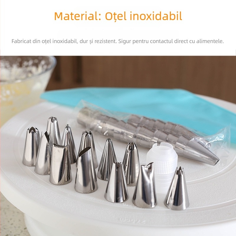 Set de duze pentru decorare, 48 capete din oțel inoxidabil 430, pentru decorarea torturilor și fursecurilor
