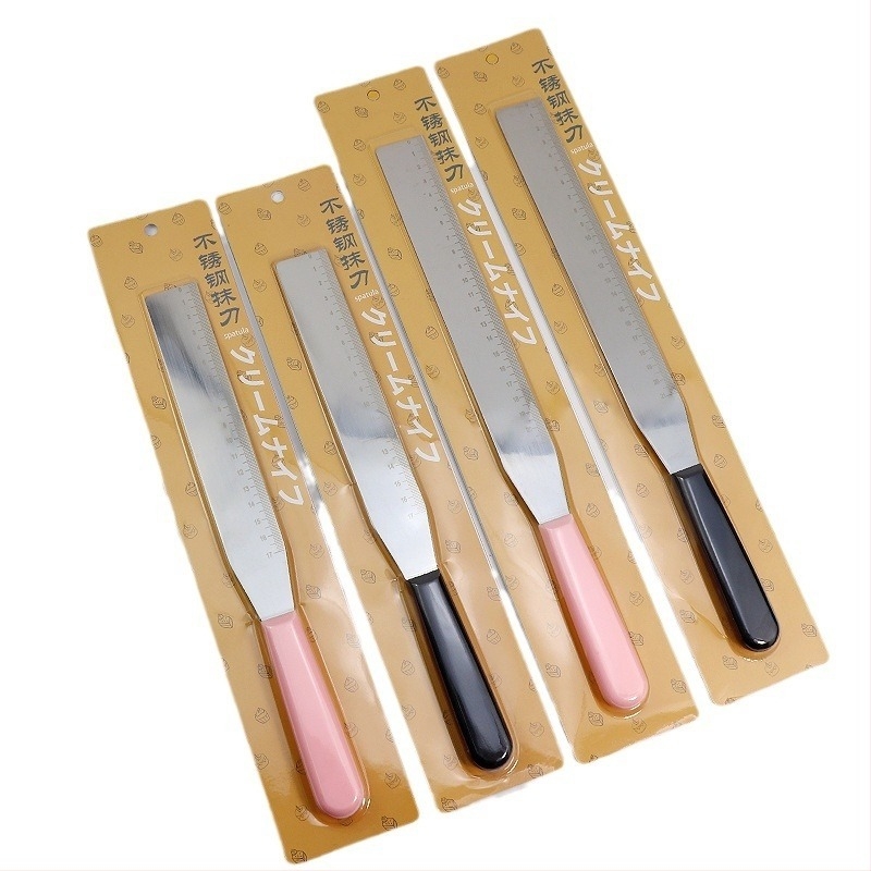 Spatulă pentru decorarea torturilor din oțel inoxidabil, cu scară de măsură și unghi drept de 90°