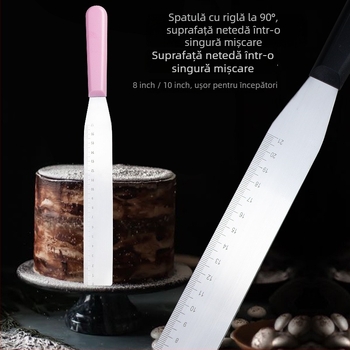 Spatulă dreptunghiulară cu scară pentru decorarea torturilor, din oțel inoxidabil