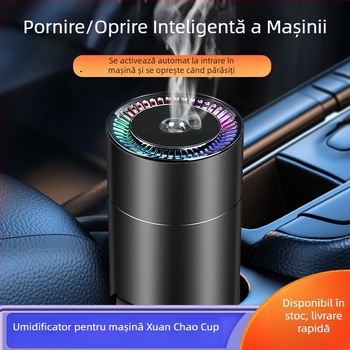 Umidificator inteligent pentru mașină, difuzor de arome cu lumină ambientală în 7 culori, alimentare USB, purificator de aer pentru interiorul auto | Model W301 • Rezervor apă <0,5 L • Ieșire ceață 1 • Alimentare USB • Temporizator 2-8 ore
