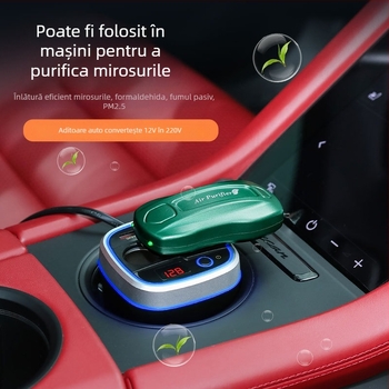 Purificator de aer mini pentru interiorul mașinii cu generator de ioni negativ; model general, 5V, concentrație ioni negativ 4000–10000, oxigen activ 3800–40000000