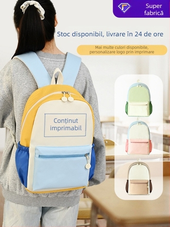 Rucsac școlar din nylon, respirabil, ultra-ușor și rezistent la uzură, curele cu pernă de aer, pentru școală