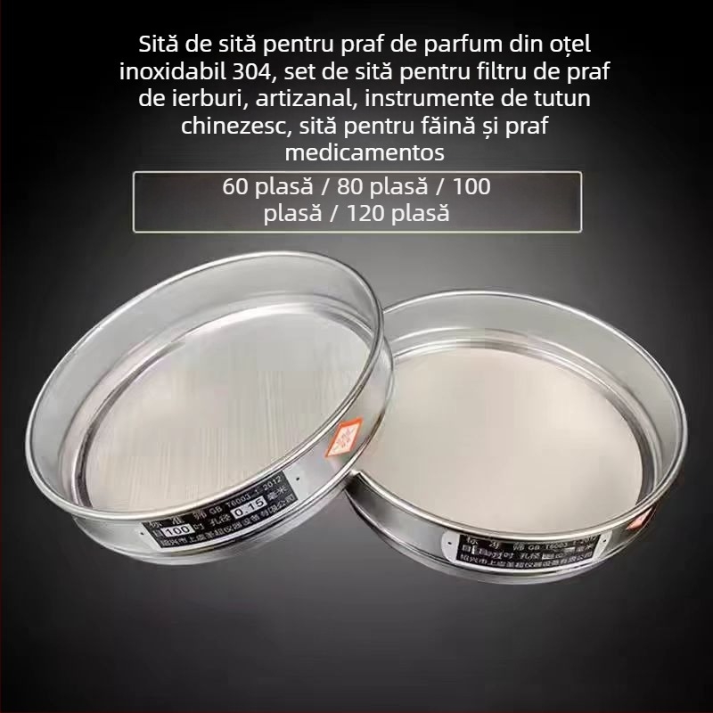 Sivă pentru praf și făină, din oțel inoxidabil 304 – filtru manual pentru pulberi de plante, medicină chinezească și tămâie