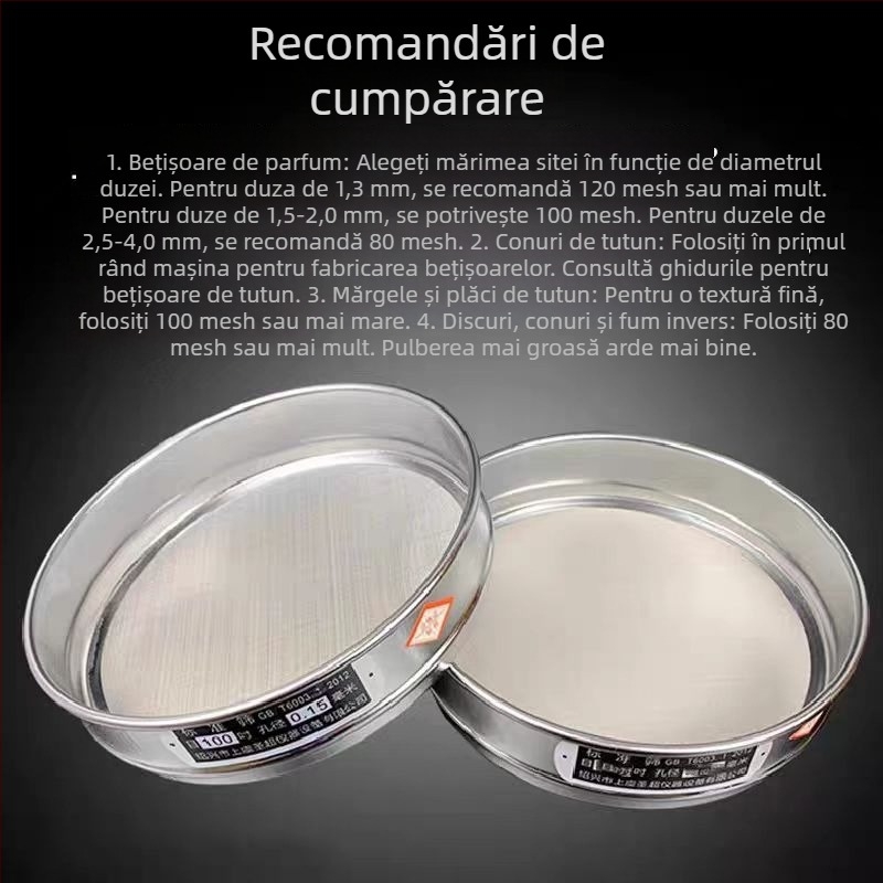 Sivă pentru praf și făină, din oțel inoxidabil 304 – filtru manual pentru pulberi de plante, medicină chinezească și tămâie