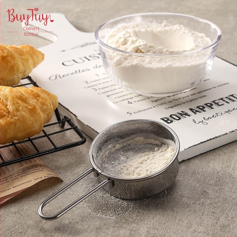 FS105 Sif de făină – Mână, vibrație, din oțel inoxidabil, sită multifuncțională pentru coacere (FS105)