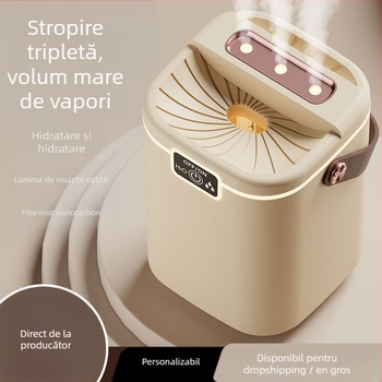 Umidificator USB pentru birou cu 3 duze de ceață, rezervor 1,0–2,5 L, potrivit pentru camere până la 30 m², iluminare ambientală