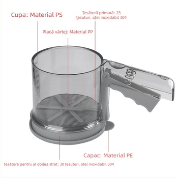 Sită de făină cu două straturi – Yuehua, filtrare semi-automat, sită din plasă pentru cofetărie