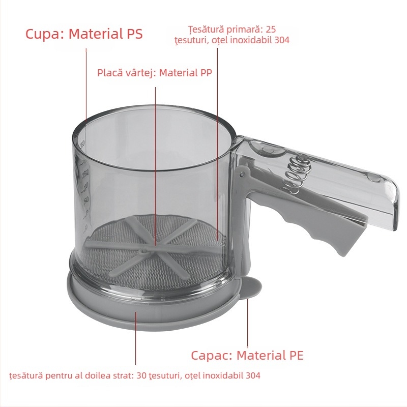 Sită de făină cu două straturi – Yuehua, filtrare semi-automat, sită din plasă pentru cofetărie