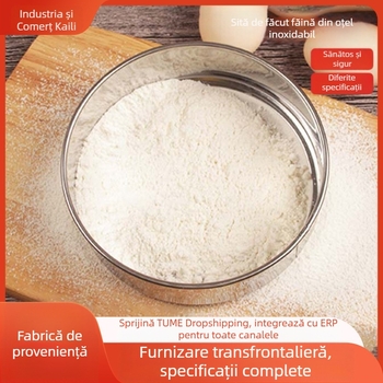 Sită de făină din oțel inoxidabil, alimentară, manuală, pentru coacere de casă (Marcă: Benefit)