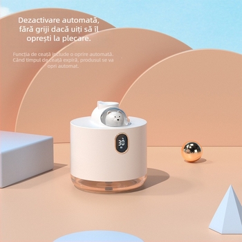 D11 Umidificator de birou mini, model D11, potrivit pentru camere de până la 10 m², rezervor apă ≤ 0,5 L, 1 ieșire ceață, temporizator 2–8 ore