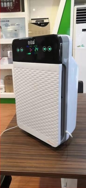 Purificator de aer cu ioni negativi pentru uz casnic | Eliminare fum și praf, debit de aer 51-150 m3/h, acoperire 41-60 m2, control tactil și telecomandă