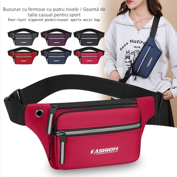 Geantă de talie sport unisex din material Oxford, respirabilă și ultra-ușoară, antibacteriană, pentru sporturi în aer liber, stil stradal, buzunar pentru telefon