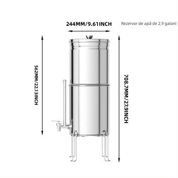 Galeată purificator de apă cu filtrare gravitațională, din oțel inoxidabil, pentru camping și uz casnic/RV