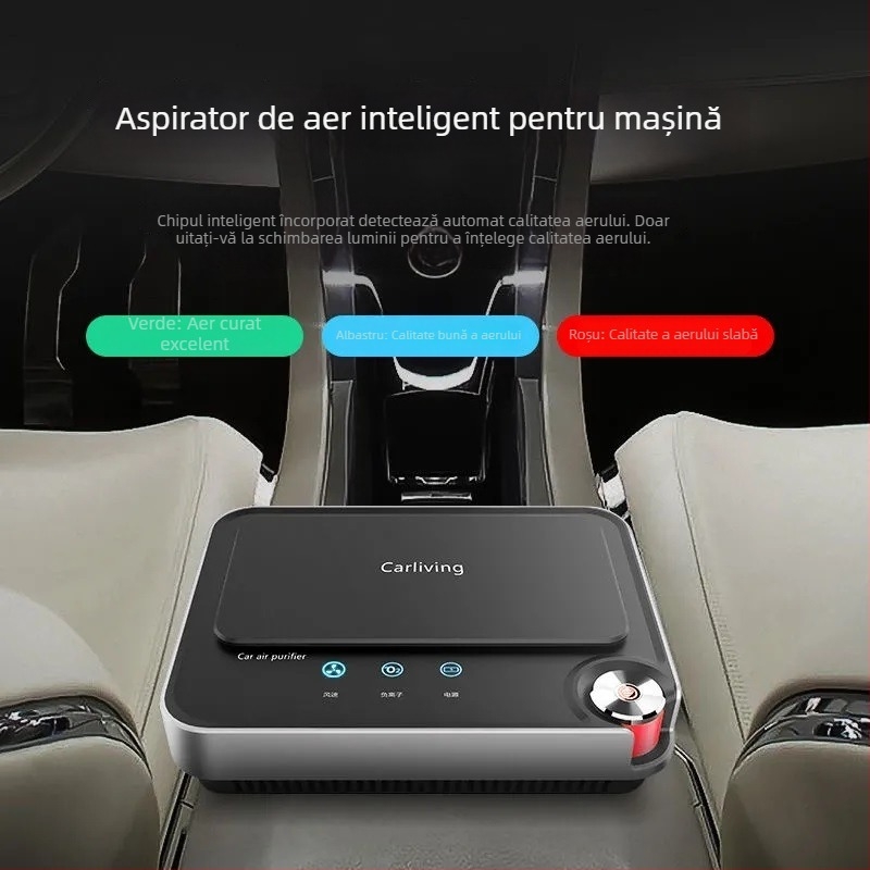 Purificator de aer auto, model Q8, putere 6W, tensiune 12V, concentrație de ioni negativ 2000