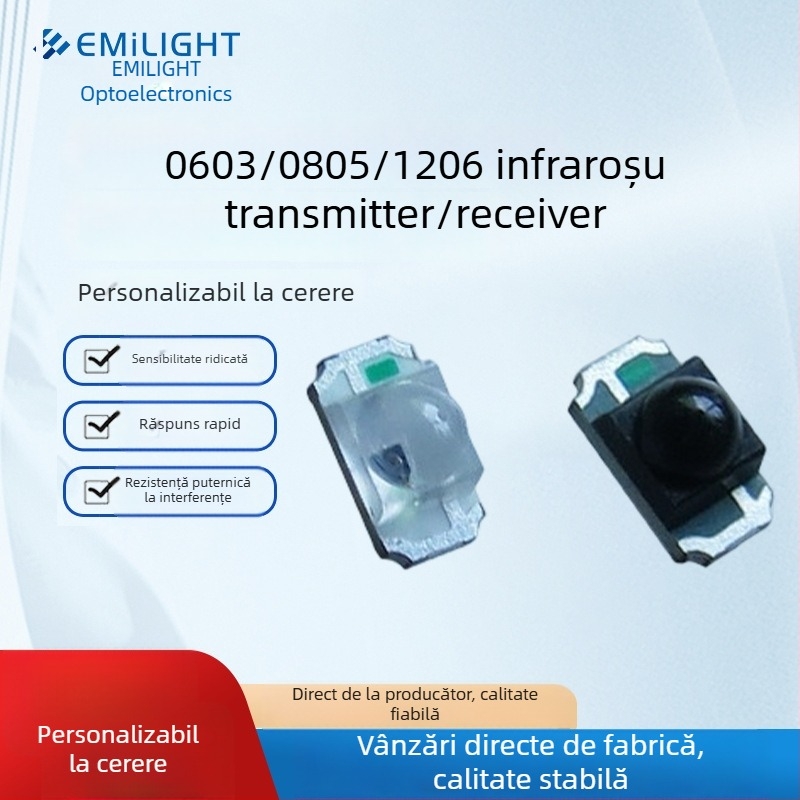 Pereche emițător-receptor infraroșu – senzor cu fascicul IR, cap de recepție IR