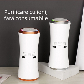 Purificator de aer pentru mașină AS12, alimentare USB 5V, 12W, concentrare de ioni negativ 10 milioane ioni/cm³, acoperire de 10 m²