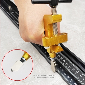 With Heart deschizător încorporat de margine pentru plăci, cu cuțit din sticlă — tip rulă, multifuncțional pentru deschiderea plăcilor din sticlă