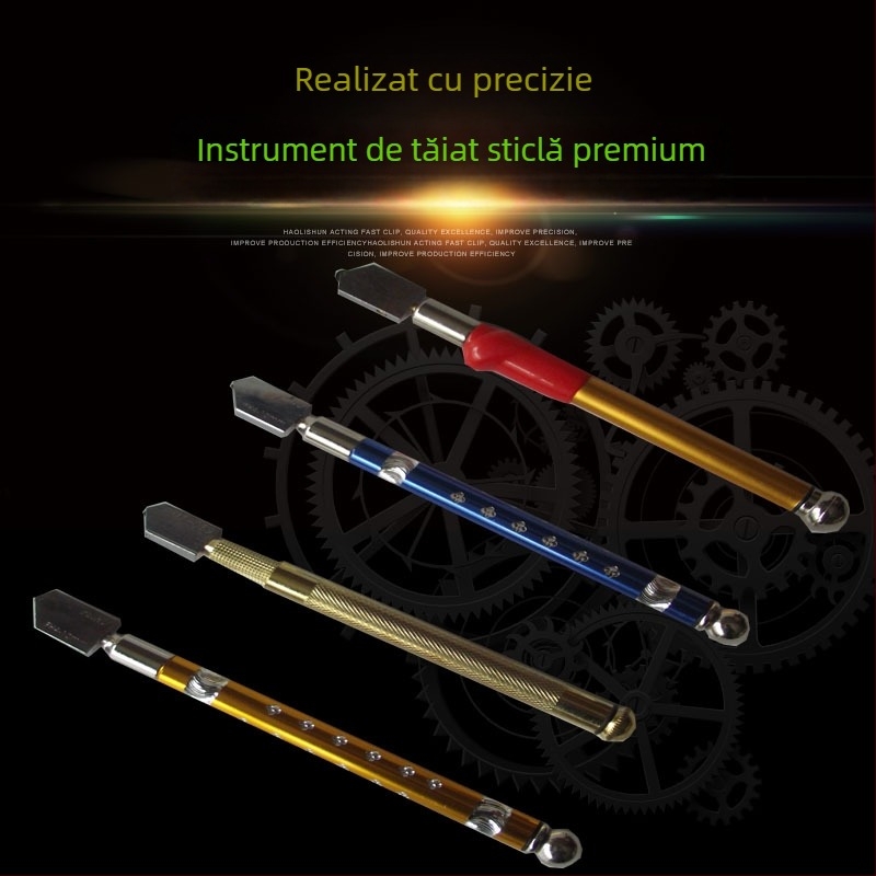 Cuțit de tăiat sticlă cu role pentru plăci din sticlă (Grosime de tăiere 3–12 mm; Lungime 200 mm; Material: aliaj metalic)