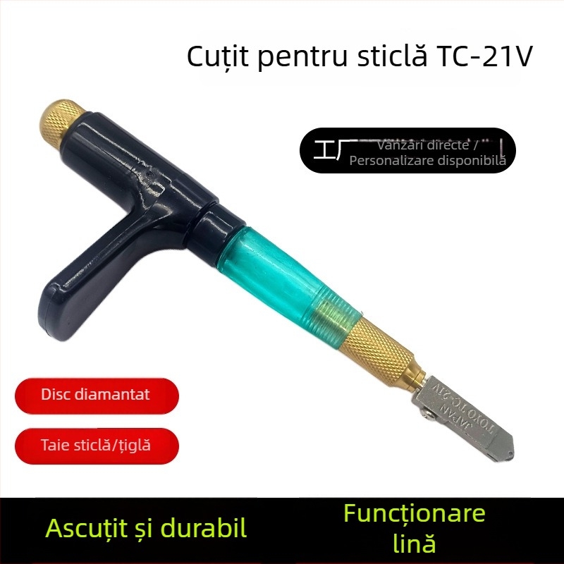 Tăietor de sticlă cu diamant pentru sticlă groasă, instrument casnic de tăiere a plăcilor, cap de tăiere pentru plăci