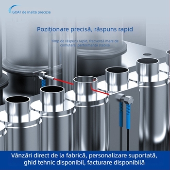 Senzor fotoelectric cilindric cu laser, detectie la unghi drept, mod prin fascicul sau reflexie difuză, 650 nm laser, distanță de detecție 2,5–5 mm, IP65, ieșire NPN/PNP