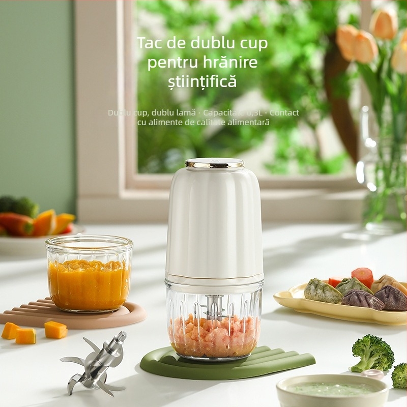 Procesor multifuncțional pentru hrana bebeluților, cu recipient din sticlă, capacitate sub 1 L, lame de amestecare duble, 10.000–19.999 rpm, 111–240 V