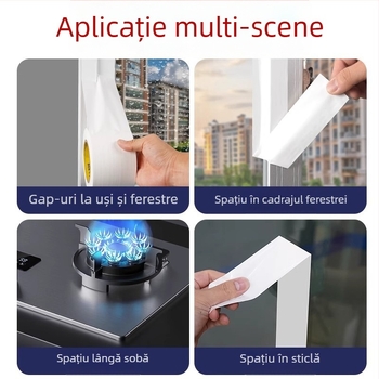 Bandă de etanșare pentru uși și ferestre, cu adeziv hidrogel, bază PE, extindere 50%, rezistență la temperaturi până la 50°C