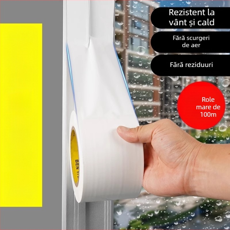 Bandă de etanșare pentru uși și ferestre, cu adeziv hidrogel, bază PE, extindere 50%, rezistență la temperaturi până la 50°C