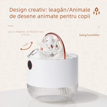 Umidificator mini USB pentru birou, lumină de noapte, funcționare silențioasă, rezervor 0.5–1 L, temporizator 2–8 ore