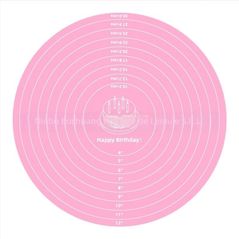 Covoraș circular din silicon pentru aluat și platou rotativ pentru decorarea prăjiturilor — simois, silicon, model caricatural cu scară, personalizare disponibilă