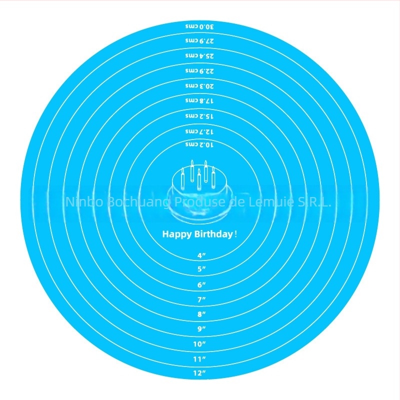 Covoraș circular din silicon pentru aluat și platou rotativ pentru decorarea prăjiturilor — simois, silicon, model caricatural cu scară, personalizare disponibilă