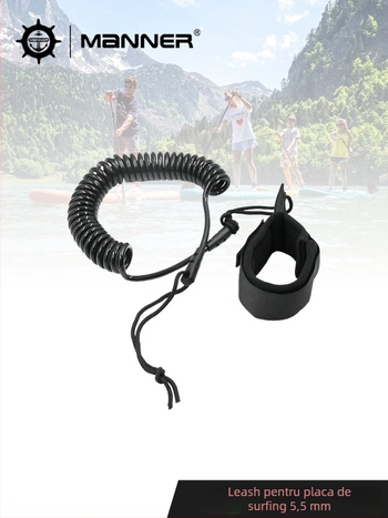 Manner Șnur de picior pentru surfing, rotativ, telescopic, 5,5 mm TPU