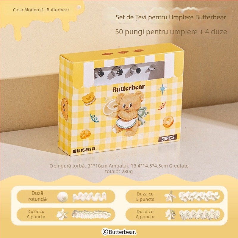 Set de pungă pentru decorare cu duze pentru cofetărie — material PE, calitate alimentară, Modern Housewife