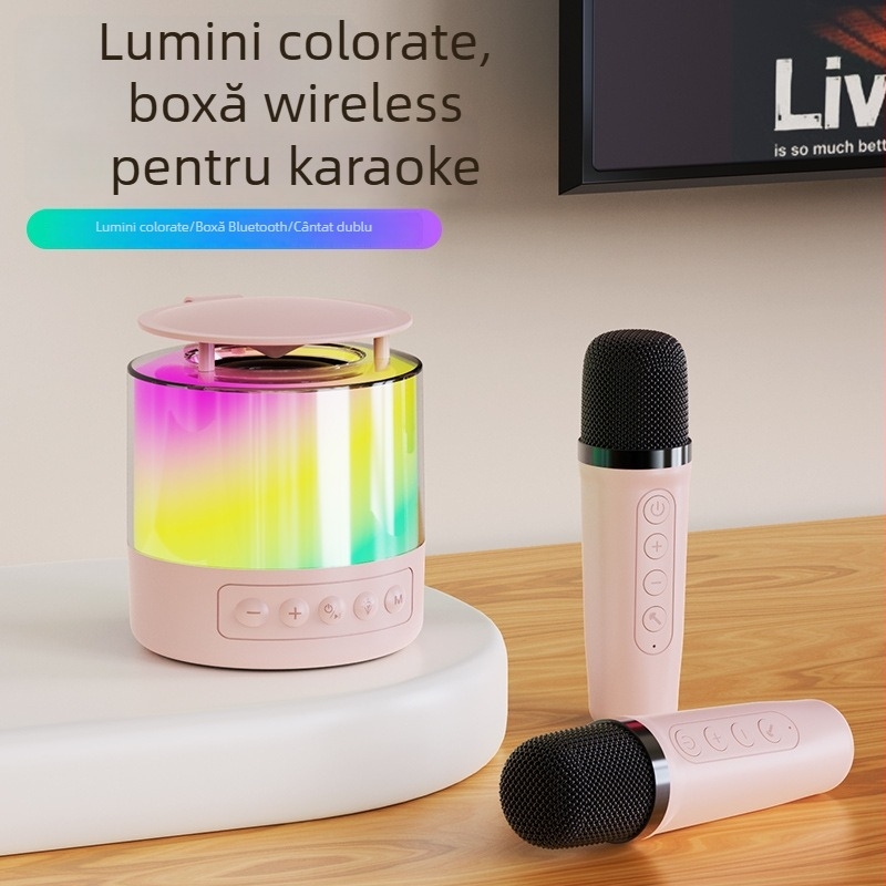 K19 difuzor karaoke portabil cu microfon, boxă Bluetooth mică cu subwoofer pentru acasă și pentru cântat în aer liber