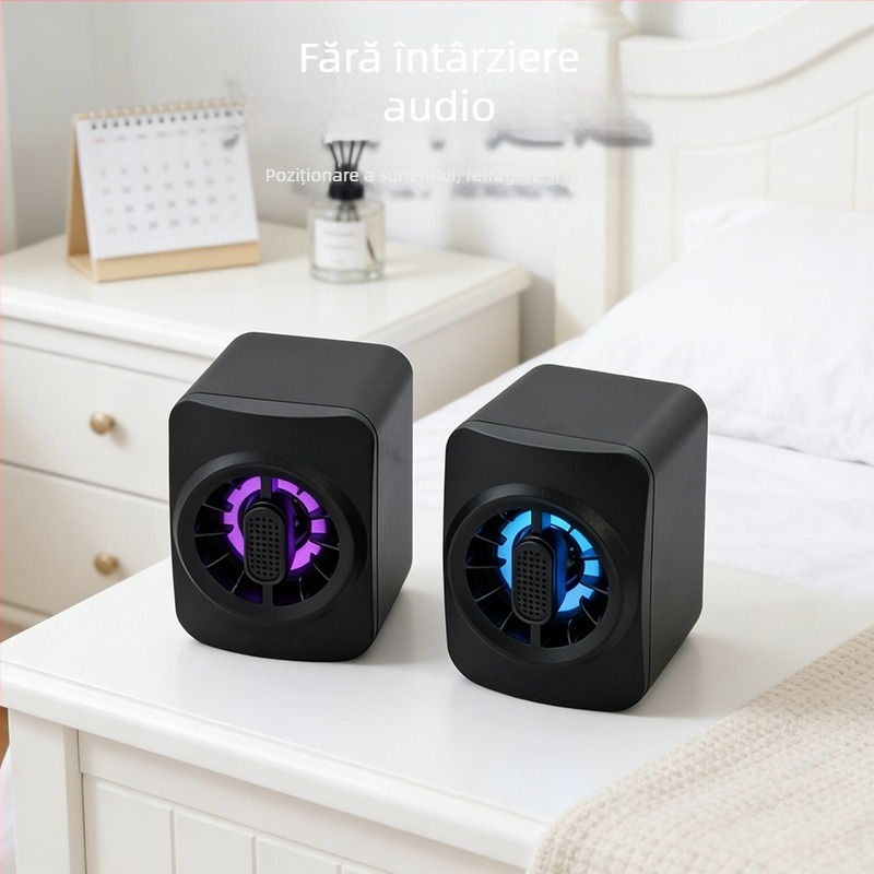 Sistem USB de difuzoare pentru desktop, 3× difuzoare, 150Hz–20kHz, SNR sub 60 dB, sunet surround 360°, alimentare Type-C