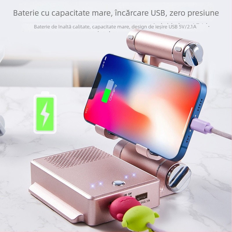 Difuzor Bluetooth cu suport și baterie încorporată – trei în unu: 3W, 2000–4000mAh, 100Hz–20kHz, rază Bluetooth până la 10m, 5V