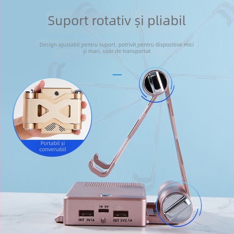 Difuzor Bluetooth cu suport și baterie încorporată – trei în unu: 3W, 2000–4000mAh, 100Hz–20kHz, rază Bluetooth până la 10m, 5V