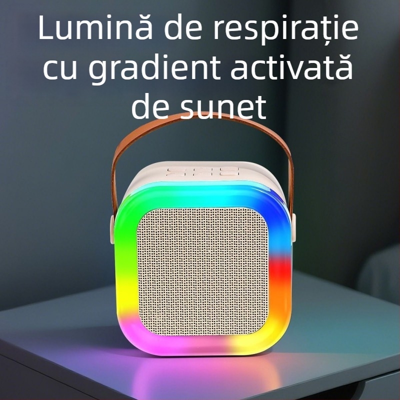 Difuzor Bluetooth pentru karaoke, cu microfon încorporat – set audio home all-in-one, Bluetooth 5.3, 3W, 20Hz-20kHz, SNR ≥70dB, USB