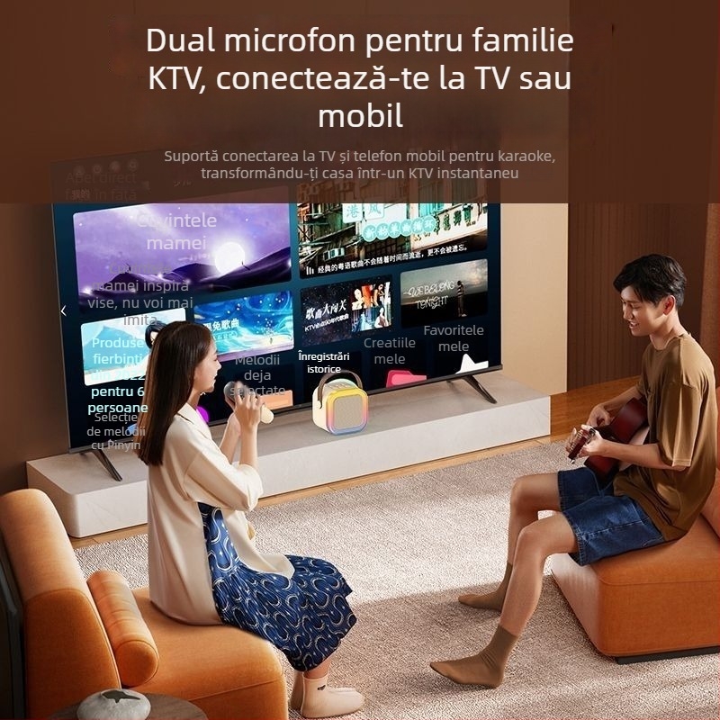 Boxă Bluetooth pentru karaoke cu microfon încorporat - 3W, Bluetooth 5.3, 20Hz-20kHz, SNR ≥100dB, distanță de 10 m