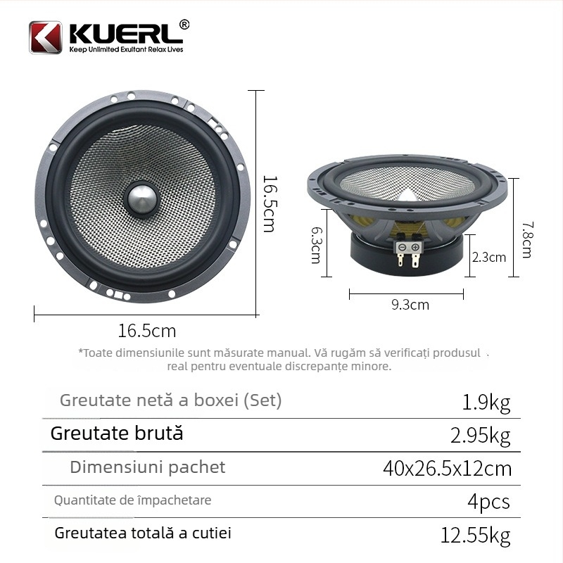 Set de difuzoare auto, două căi, 4Ω, 140W, 65Hz-20kHz, model K-6585