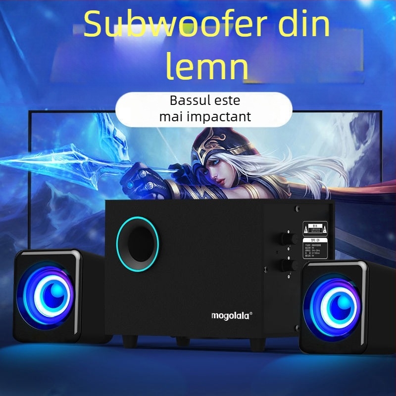 Q9 Boxă pentru calculator 2.1 cu subwoofer, Bluetooth, alimentare USB, redare MP3, sunet 3D surround