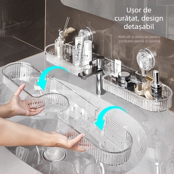 Poliță de baie montată pe perete cu ventuză — rotativă, impermeabilă, PP material, fără găuri (Rotativă; Impermeabilă; PP material; Fără găuri)