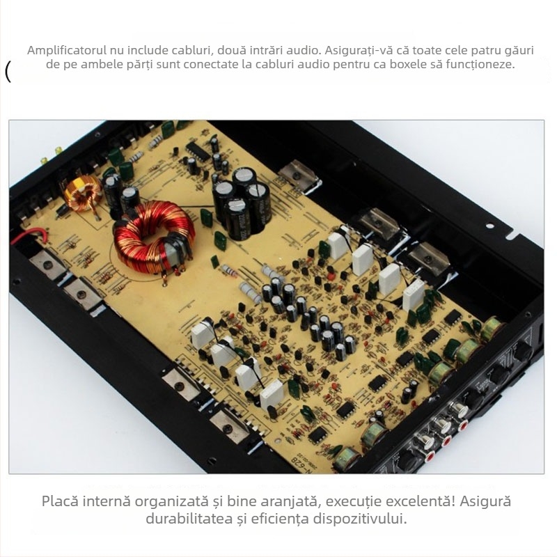 Set amplificator auto cu subwoofer C-266, 12V, putere maximă 5800W, impedanță 4Ω, carcasă din aliaj de aluminiu