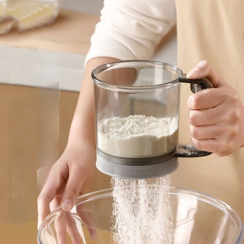 Sită manuală semi-automat pentru făină, tip cup, sită pentru pulberi și zahăr, pentru coacere acasă